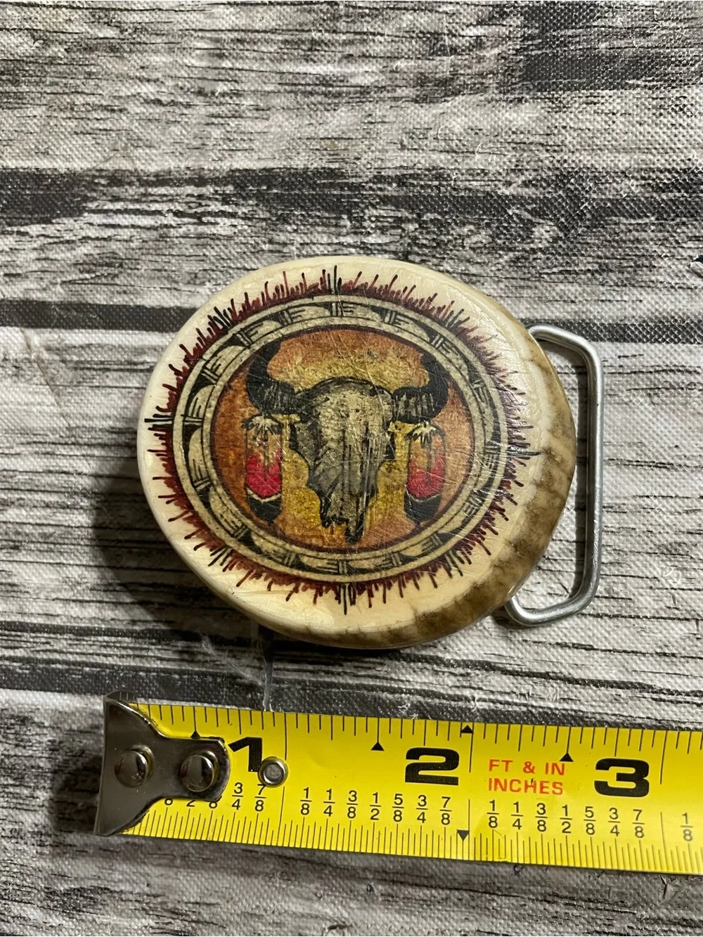 Men’s Antler Cow Skull Belt Buckle Good Condition